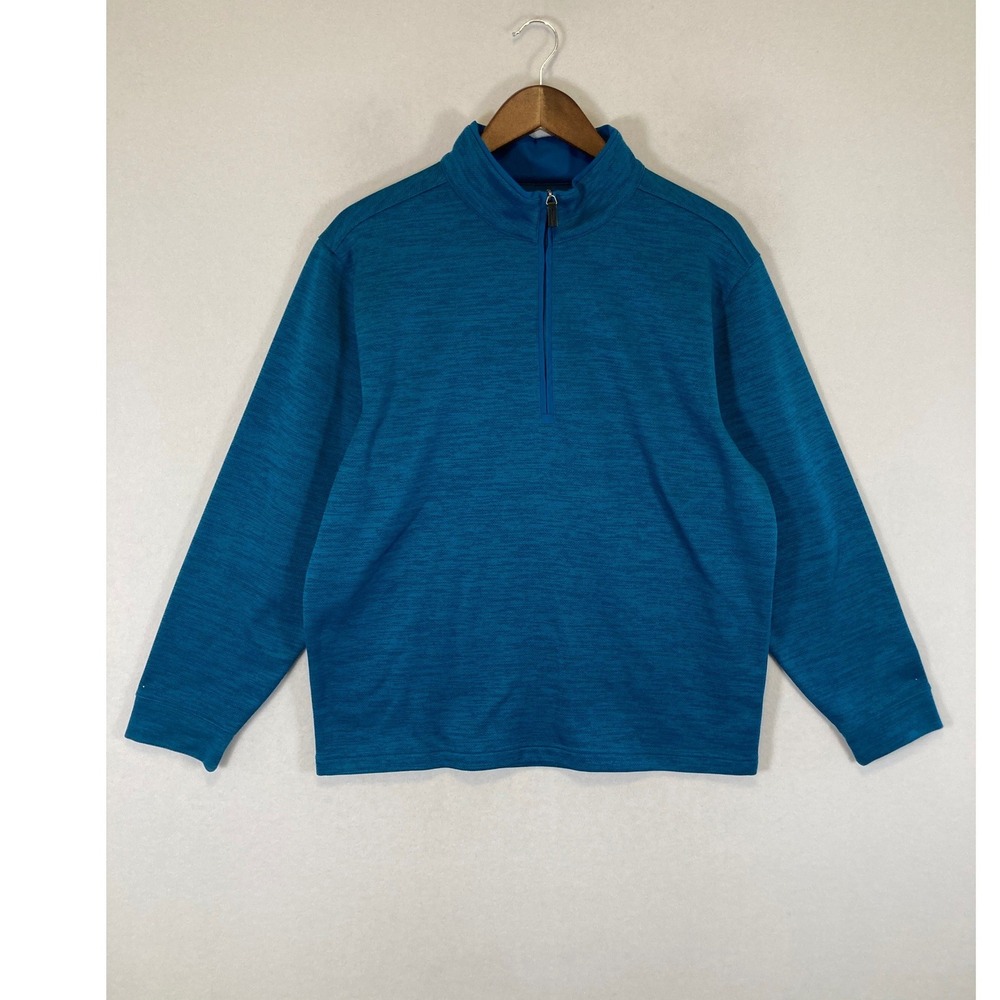 Golfcore Walter Hagen Mens Medium Teal Blue Space Dye 1/4 Zip Pullover Sweater
